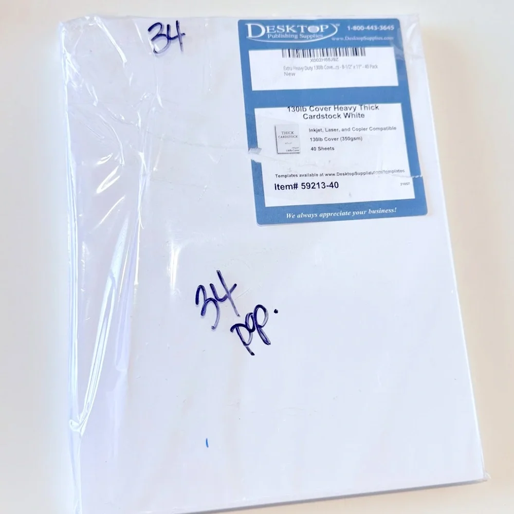 EXTRA THICK & HEAVY White Silk Matte Card-Stock Paper 8.5”x11” 130 lbs 34 Sheets